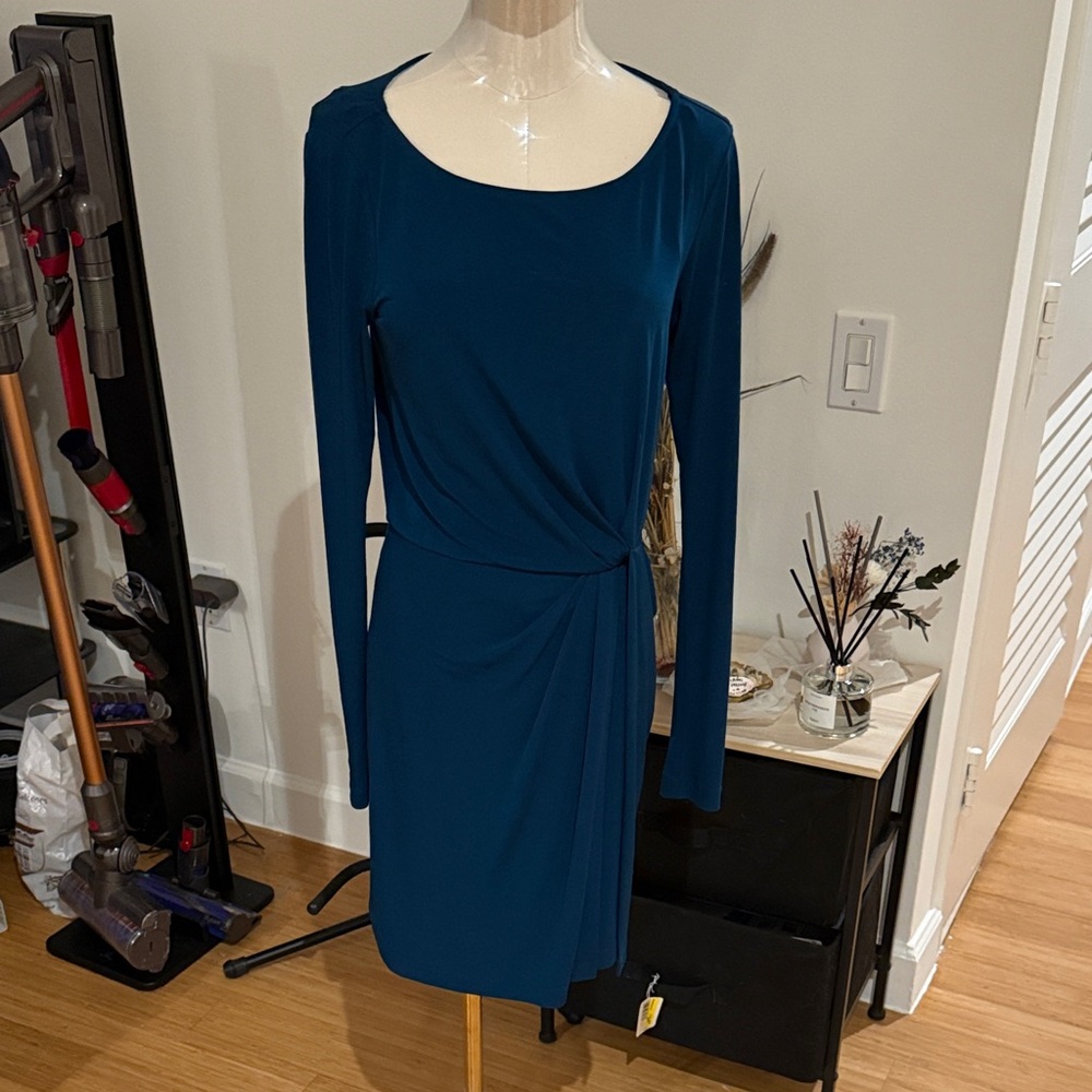 Elegant Dark Blue Long Sleeve Dress